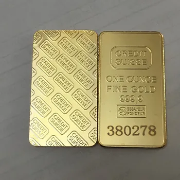 10 vnt nemagnetiniai Kredito šveicarijos aukso juosta 1 OZ nekilnojamojo auksą, padengtą luito ženklelis 50 mm x 28 mm monetų su Įvairių serijos numeris