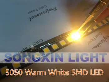 2000pcs 5050 Šiltai Balta SMD/SMT 3-LUSTŲ LED PLCC-6 Super Ryškios lempos šviesos, Aukštos kokybės