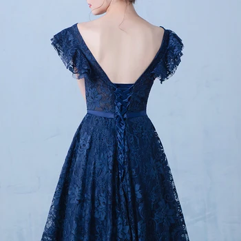 2019 Naujo Derliaus V kaklo-line Ilgą vakarinę Suknelę Tamsiai Mėlynos spalvos Tiulio Seksualus Prom Šalis Suknelės