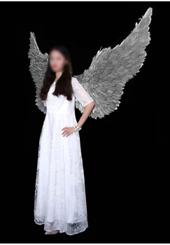 2020 m. nauja Suaugusiųjų didelis dydis Sidabrinė Plunksna angelas Sparnų Foto Prop Etape Parodyti angelo sparnu Helovinas Kostiumas Vestuves Prekes