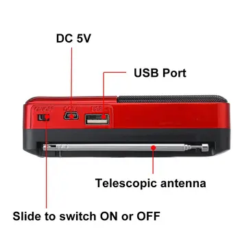28W Mini Nešiojamasis Radijo Kišeninis Skaitmeninis FM USB TF MP3 Grotuvas, Radijo Imtuvas DC5V Garsiakalbis, Įkraunamas Multifuntion-Geriausia dovana