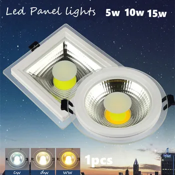 3 spalvų kaita, stiklo COB led panel šviesos diodų (LED Lubų Nišoje Šviesos AC85-265V LED Downlight COB 5W 10W 15W Namų apšvietimo 1pcs