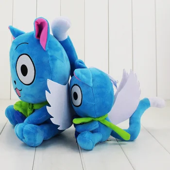 3pcs/daug 20-30cm Laimingas pliušinis žaislas, lėlė sėdi su žuvų Japonų animacinių filmų Fairy Tail kawaii katė įdaryti lėlės, už vaikas Gimtadienis