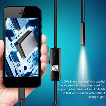 5.5 mm, 7 mm Objektyvo 1m 2m 5m kabelis USB Android Endoskopą Kamera Tikrinimo Kamera Borescope 6 Led šviesos PC USB Endoskop Fotoaparatas