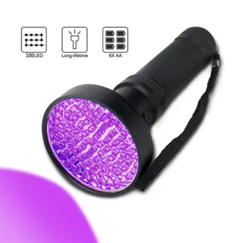 Aukštos kokybės UV 100LED 51LED Q5LED UV Zoom Žibintuvėlį, fakelą šviesos lempos saugos UV Ultravioletiniai aptikimo AA baterijos A1