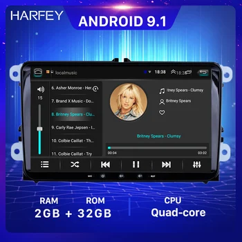 Harfey 2+32G Automobilio Radijo, GPS 9inch 2din Android 9.1 automobilio multimedijos Grotuvo VW Audi SEAT LEON CUPRA Skoda Passat b5 b6, CC