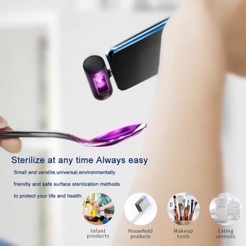 HOCO Mini Nešiojamieji Dezinfekavimas uv-C, UV LED šviesos mobiliojo telefono USB sąsaja plug power Nešiojamą Sterilizuoti uv-C 270nm už Xiaomi