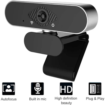 Kamera Su Mikrofonu 1080P HD Webcam Transliacijos Kompiuterio Web Kamera USB Plataus Kampo Kompiuterį, Fotoaparatą, Nešiojamąjį kompiuterį Vaizdo skambučiams