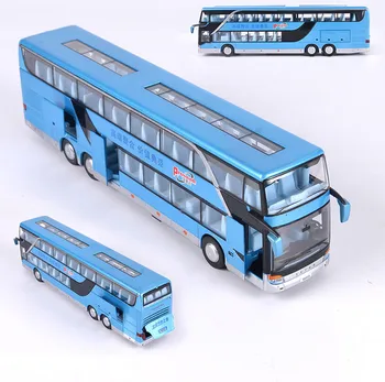 Karšto dovana, 1:50, kelionės autobusu lydinio modelis,modeliavimas dviaukštis autobusas modelis,vaikų garso ir šviesos traukti atgal, žaislai,nemokamai shippi