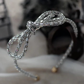Kasdien Korėjos Lankas Formos Kristalų Brides Kaspinai Mini Ir Vestuvių Tiara Headpieces Vakarą Šukuosena