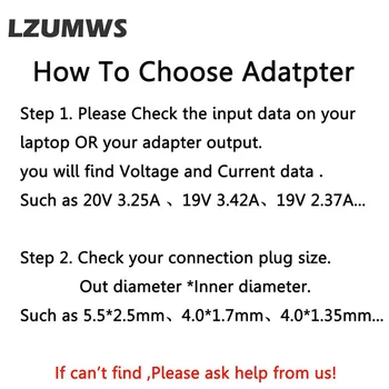LZUMWS ES 19V 3.42 A, 65W 5.5X2.5mm AC Įkroviklis Nešiojamas adapteris ADP-65DW Už ASUS x450 X550C x550v w519L x751 Y481C Maitinimo šaltinis