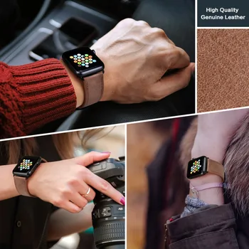 MAIKES natūralios Odos Watchband Už Seriją 4 3 2 1 Apple kišeninių 44mm 42mm & Apple Žiūrėti Juosta 40mm 38mm Žiūrėti Priedai