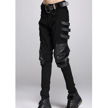 Max LuLu Rudens Mados Korėjiečių Merginų Pankroko Streetwear Moterų Juodos Haremo Kelnės Odos Vintage Pantalones Moteris Liesas Kelnės