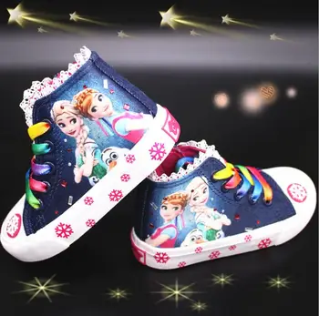 Merginos užšaldyti elsa princesė drobė batai vaikams žemų dažnių sneaker Animacinių filmų minkšti laisvalaikio bateliai Dydis 26-37