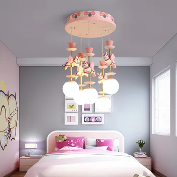 Modernių Vaikų kambario LED Šviestuvo Miegamasis Restoranas Pendang lempos Baltos spalvos stiklo E27 Pink/Blue Kabelio Reguliuojamas Šviesos Armatūra