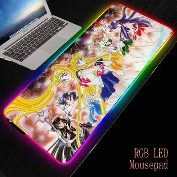 MRG Didelis LED RGB Apšvietimas Žaidimų Kilimėlis Žaidėjus Kilimėlis Grande Pelės Mygtukai Žvėris PC Kompiuteris Sailor Moon Anime Dropshipping