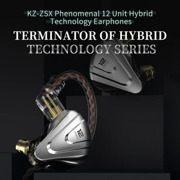 NAUJA KZ ZSX Terminatorius 5BA 1DD Hibridas-ear Ausinės HIFI Metalo Rankų įrangą, Muzikos, Sporto ZS10 PRO AS12 AS16 ZSN PRO C12 A10 V90 DMG