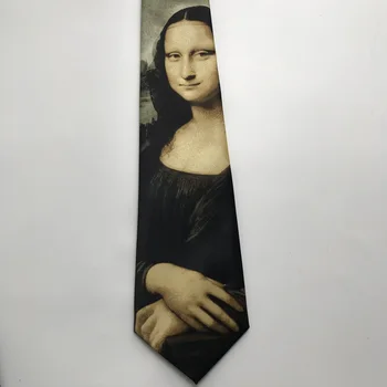 Naujas Dizaineris Vyrų Asmenybės Necktie Žinomų Tapybos Ryšius Mona Lisa Smile Gravata Menininko