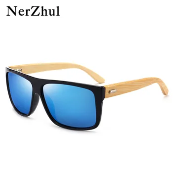 Nerzhul juoda bambuko kvadratinių/vairavimo akiniai nuo saulės vyrams/moterims medienos mens akiniai nuo saulės 