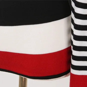 OUMENGKA Naujas 2019 M. Pavasarį, Rudenį moterų atsitiktinis megztinis Plonas Raudonas Juodos Juostelės Mėlyna Juodos Juostelės S M L XL dugno megztinis