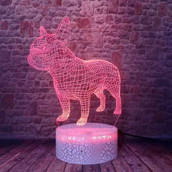 Prancūzų Buldogas Buldogas 3D LED Naktį Ligh Enfants Multi-colored Lovos Šuo Stalo Lempa Gimtadienio Dekoro USB Miego Apšvietimo DropShip