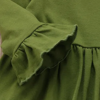 PUDCOCO Naujausias Karšto Boutique Bamblys Vaikų Mergaičių Žalia Suknelė Viršūnes+ Gėlių Kelnės, Antblauzdžiai Komplektus Atsitiktinis Pop Drabužių Rinkinys 2-7Y