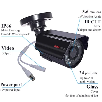 Simicam Vaizdo Stebėjimo Sistemos, kameros cctv saugumo 2MP 4CH 720P/1080P HAINAUT VAIZDO vandeniui IR SUPJAUSTYTI Saugumo kamerų DVR Komplektas
