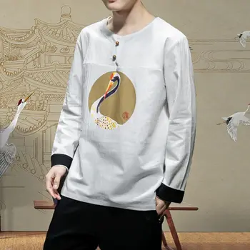 Sinicism Parduotuvėje 2020 M. Kinijos Vyrų Stiliaus ilgomis Rankovėmis O-kaklo Marškinėliai Vyrams Pavasarį Atsitiktinis Derliaus T Shirts Vyrų Mados Spausdinti Drabužiai