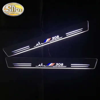 SNCN 4PCS Akrilo Juda LED Sveiki Pedalą Automobilis Nusitrinti Plokštė Pedalo Durų Slenksčio Kelias Šviesos Peugeot 308 Sedanas 2008 m. - 2018 m. 2019 m.