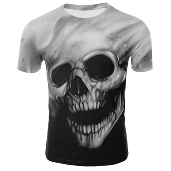 Tendencija trumpomis Rankovėmis vyriški Banga Prekės Pusė Rankovėmis T-shirt 3D trimatis Spausdinimas Velnias Kaukolė Reaper marškinėliai Drabužių Tendencijos