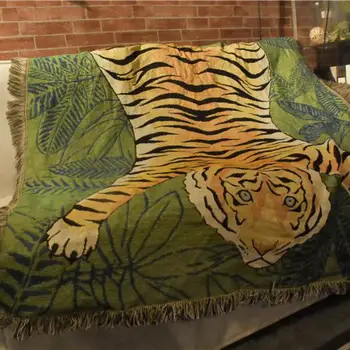Tigras Laisvalaikio Gobelenas Kelionės Kūrybos Antklodė Sofa-Dekoratyvinis Derliaus Šiaurės Megzti Siūlai Mesti Pledai, Antklodės Plauko