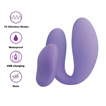 U Formos Belaidis Vibratorius Dildo G Spot Dvigubi Vibratoriai Sekso Žaislas, Skirtas Moters USB Įkrovimo Vandeniui Suaugusiųjų Produkto Poroms