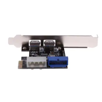 USB3.0 PCI-E Išplėtimo Kortelės Adapteris, 2 Išorės Uosto USB3.0 Stebulės Vidaus 19pin Antraštė PCIe Card 4pin IDE Maitinimo Jungtis Karšto Pardavimo