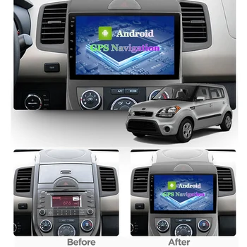 Už Kia Soul 2010-2013 m. 9 colių Android 8.1 2 Din Car Multimedia Stereo Grotuvas, Navigacija, GPS, WIFI Radijas