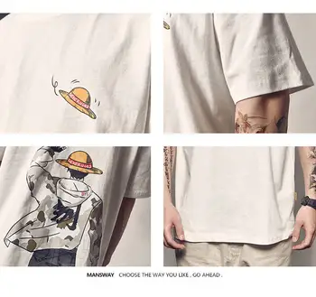 Vienas Gabalas T-shirt berniukų drabužiai anime vasaros top tees Luffy Marškinėliai Juokinga Vyrų Atsitiktinis Tees Japonų Anime Medvilnės vyras Trumpas Rankovės