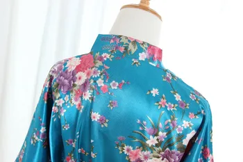 Vyšnių skraiste Ežero Mėlynas Kimono Skraiste Sleepwear Nuotaka Chalatas Kimono Kambariniai Chalatai Moterims, Namuose Bridesmaid Skraiste