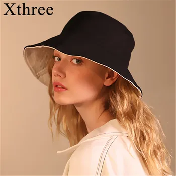 Xthree vasaros skrybėlės moterims kibiro kepurę ponios skrybėlę medvilnės Paplūdimio dangtelis nuo saulės skrybėlę moterų Anglija Stilius